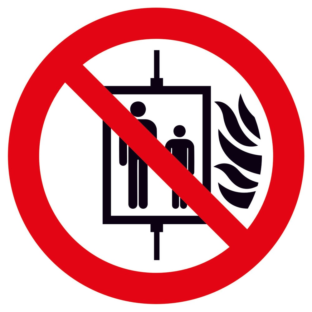 SafetyMarking® Aufzug im Brandfall nicht benutzen, Ø 200 mm, Folie