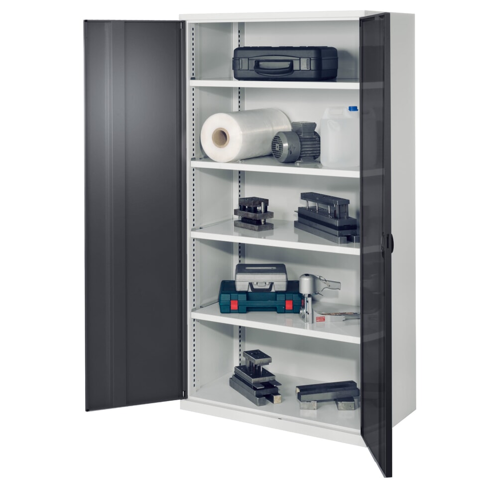 Kappes Schwerlastschrank ohne Mitteltrennwand, HxBxT 1.950 x 1.000 x 600 mm, Vollblechtür, 4 Böden, lichtgrau, anthrazitgrau