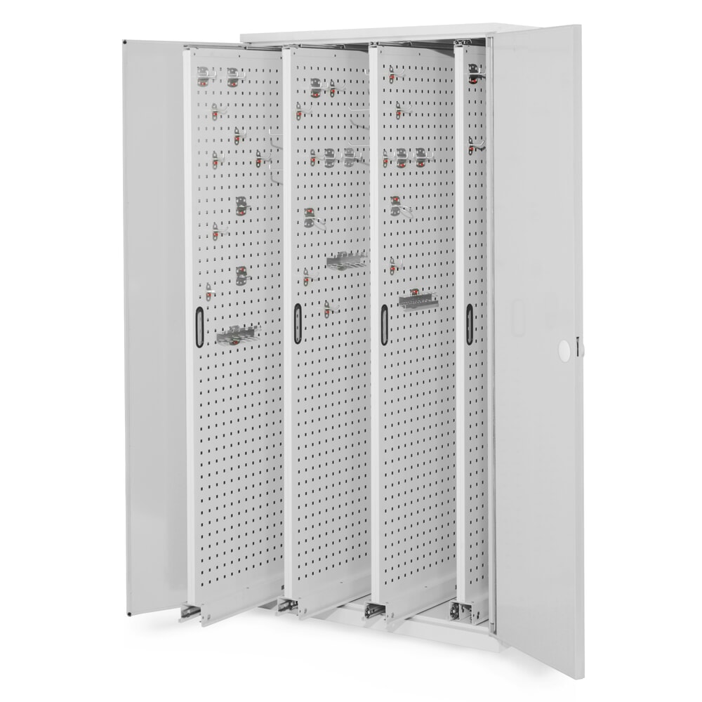 Kappes RasterPlan Vertikalschrank, HxBxT 1.950 x 1.000 x 600 mm, 4 Auszüge mit Lochplatten, Doppelwandtür, lichtgrau