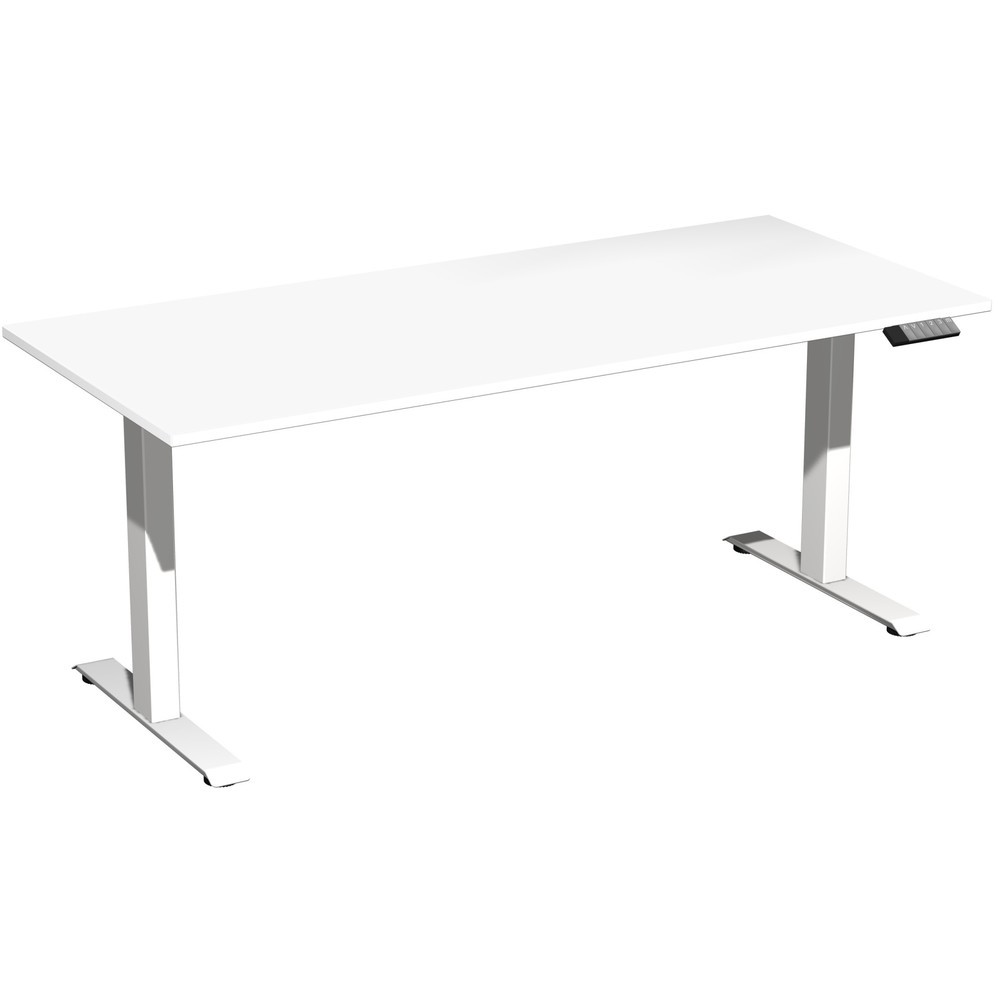Geramöbel Schreibtisch Elevate Plus, elektrisch höhenverstellbar, HxBxT 630-1.280 x 1.800 x 800 mm, weiß/weiß