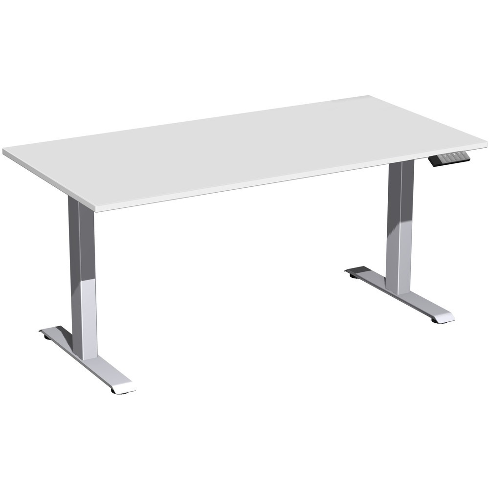 Geramöbel Schreibtisch Elevate Plus, elektrisch höhenverstellbar, HxBxT 630-1.280 x 1.600 x 800 mm, lichtgrau/silber