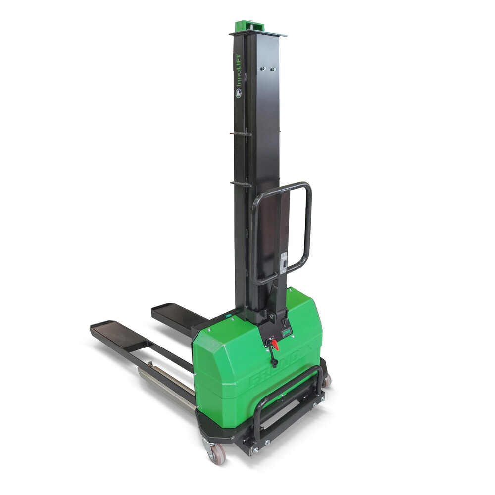 InnoLIFT® Elektro-Hochhubwagen zur Mitnahme, semielektrisch, Tragfähigkeit 400 kg, Ladehöhe 1.300 mm