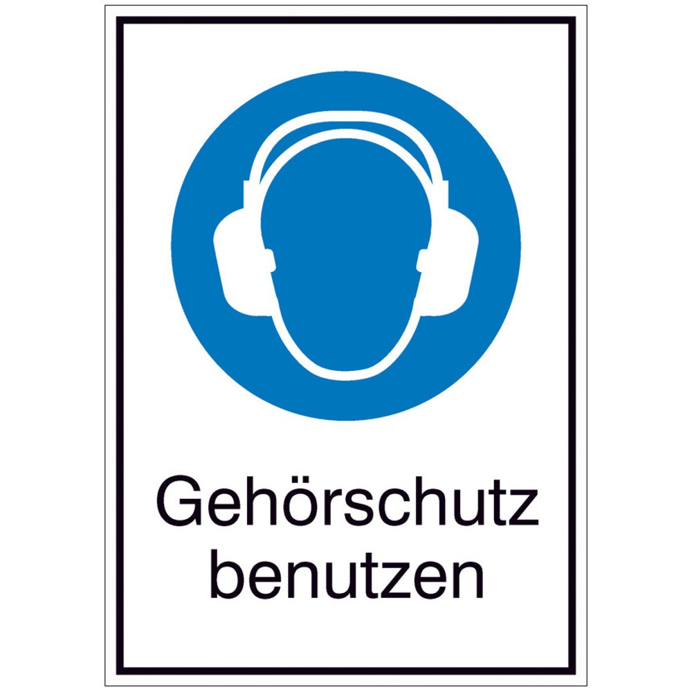SafetyMarking® "Gehörschutz benutzen", HxB 371 x 262 mm, Alu