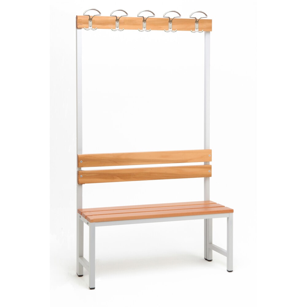Steinbock® Umkleidesitzbank, 1-seitig mit Hakenleiste, Breite 1.000 mm, ohne Schuhrost