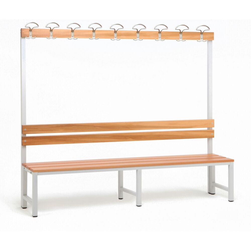 Steinbock® Umkleidesitzbank, 1-seitig mit Hakenleiste, Breite 2.000 mm, ohne Schuhrost