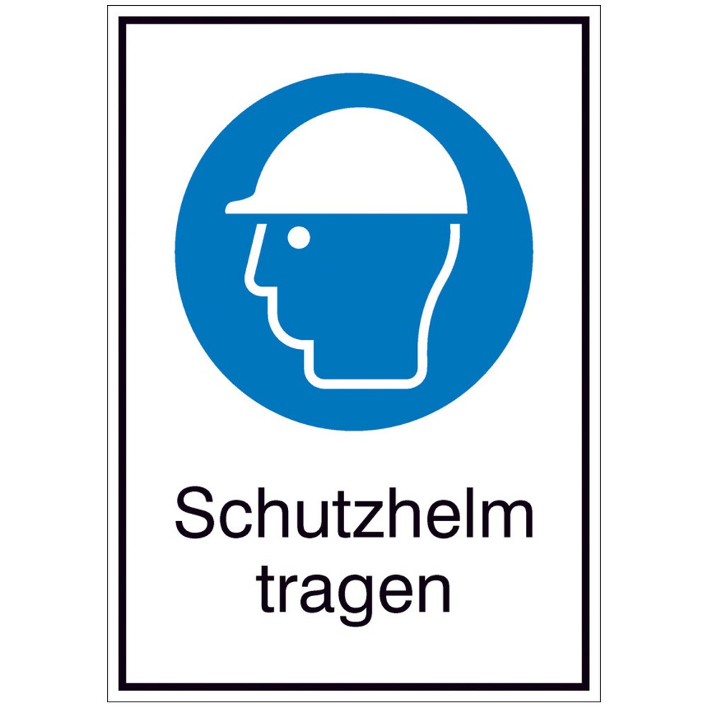 SafetyMarking® "Schutzhelm tragen", HxB 185 x 131 mm, Alu