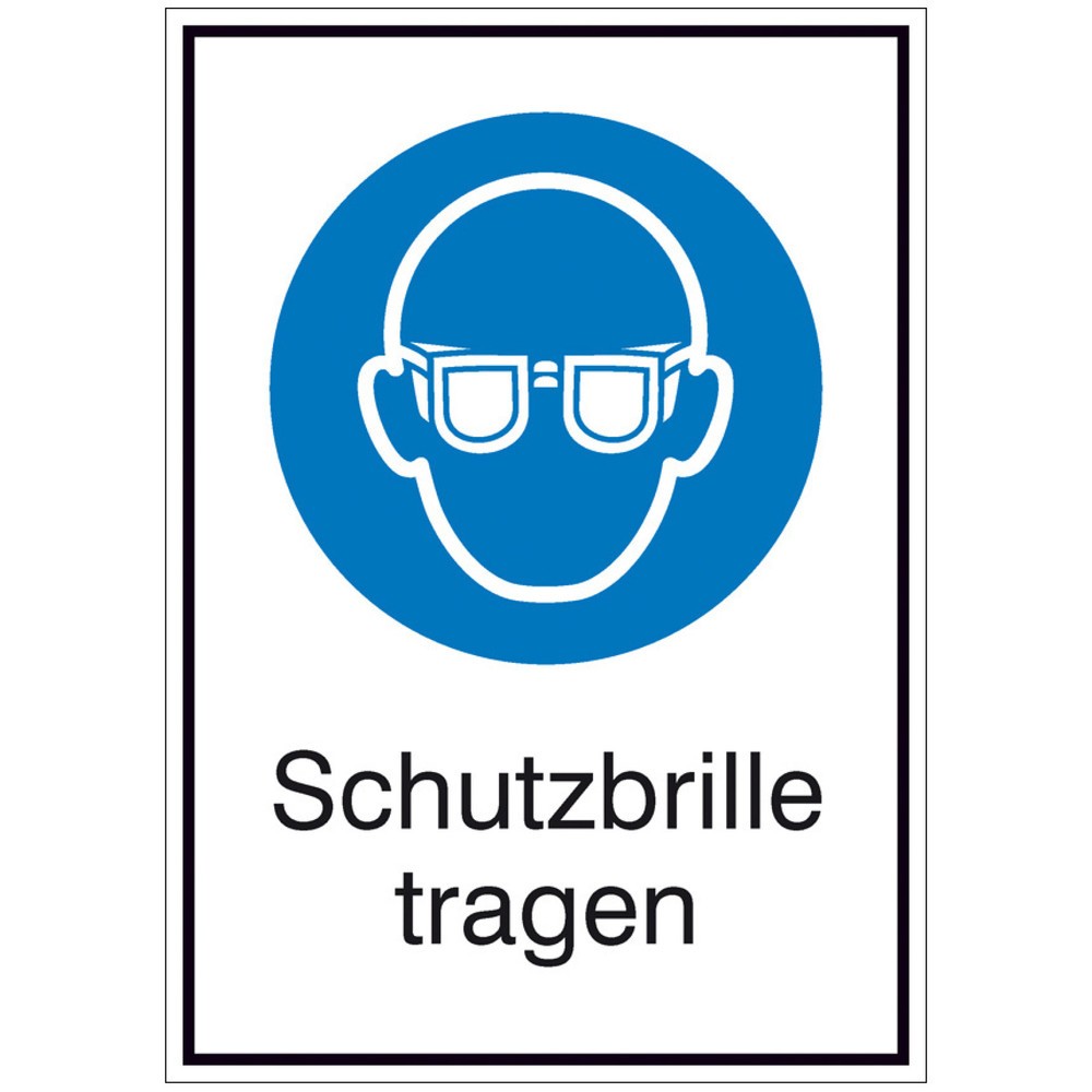 SafetyMarking® "Schutzbrille tragen", HxB 371 x 262 mm, Alu