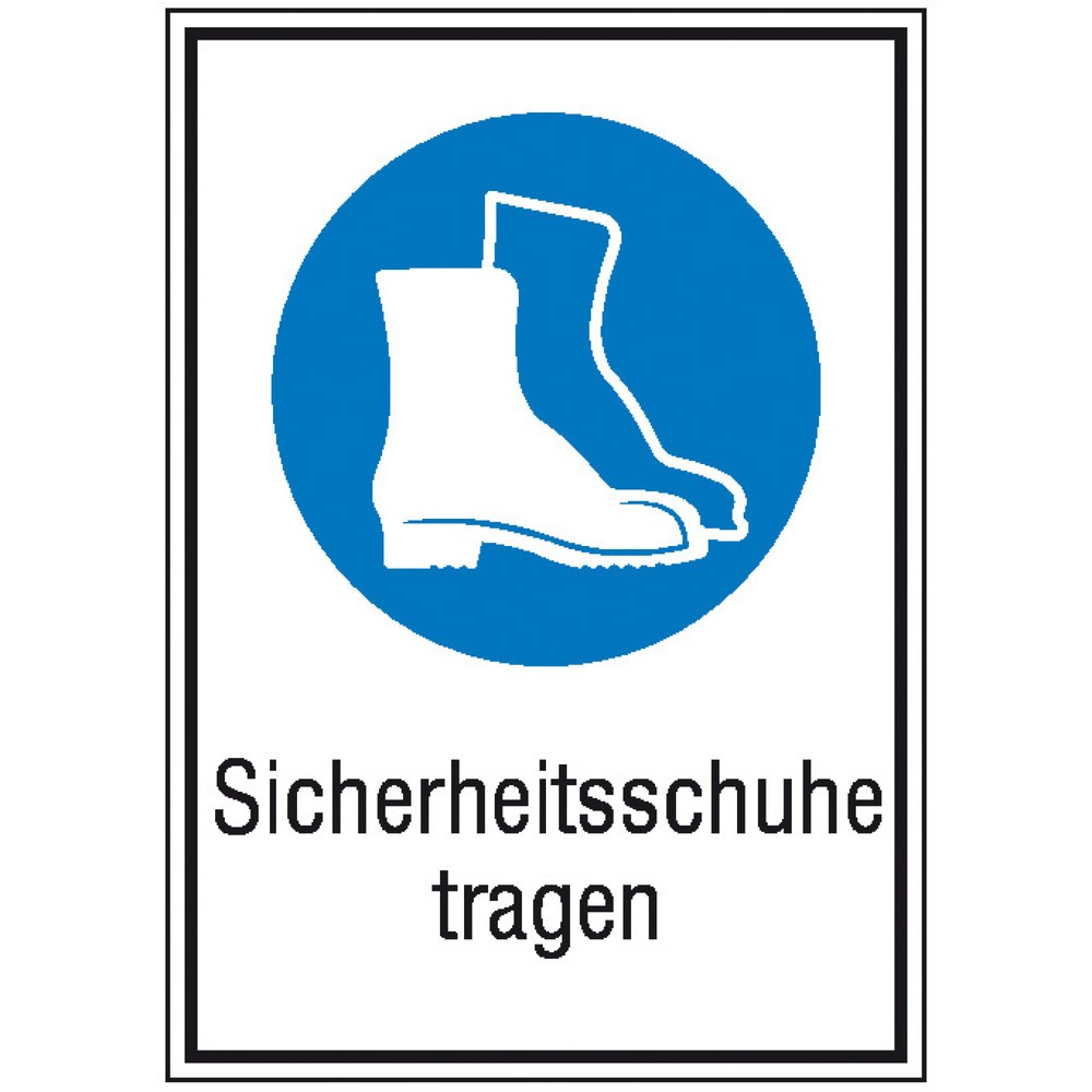 SafetyMarking® "Sicherheitsschuhe tragen", HxB 371 x 262 mm, Alu