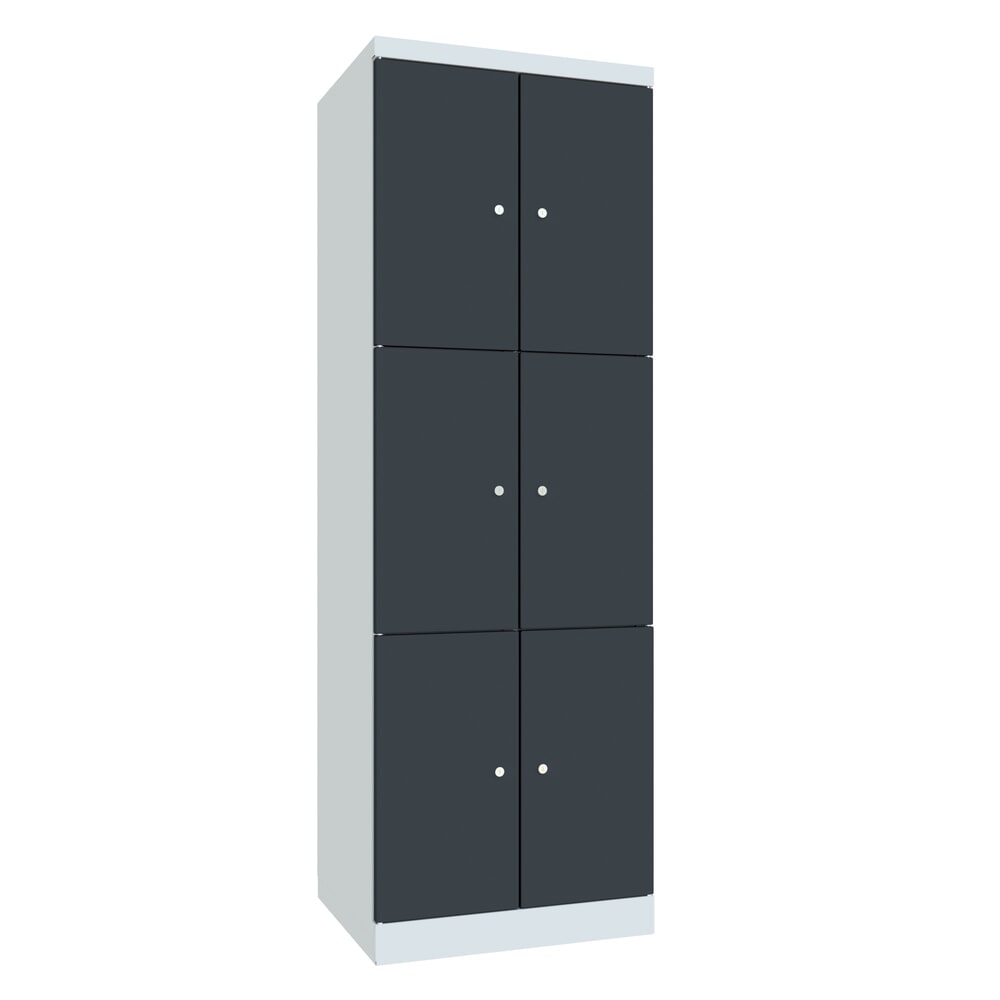 PAVOY Schliessfachschrank mit aufschlagenden Türen, 2 x 3 Fächer, HxBxT 1.800 x 600 x 500 mm, anthrazitgrau, lichtgrau