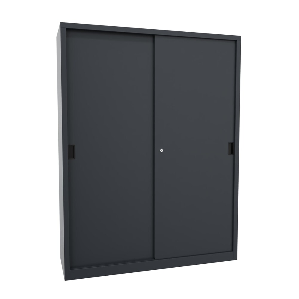 PAVOY Schiebetürenschrank mit 8 Fachböden + Trennwand, HxBxT 1.950 x 1.500 x 500 mm, anthrazitgrau, anthrazitgrau