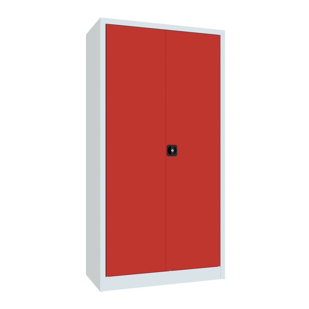 PAVOY Grossraum-Flügeltürschrank, 4 Fachböden, HxBxT 1.950 x 1.000 x 500 mm, feuerrot, lichtgrau