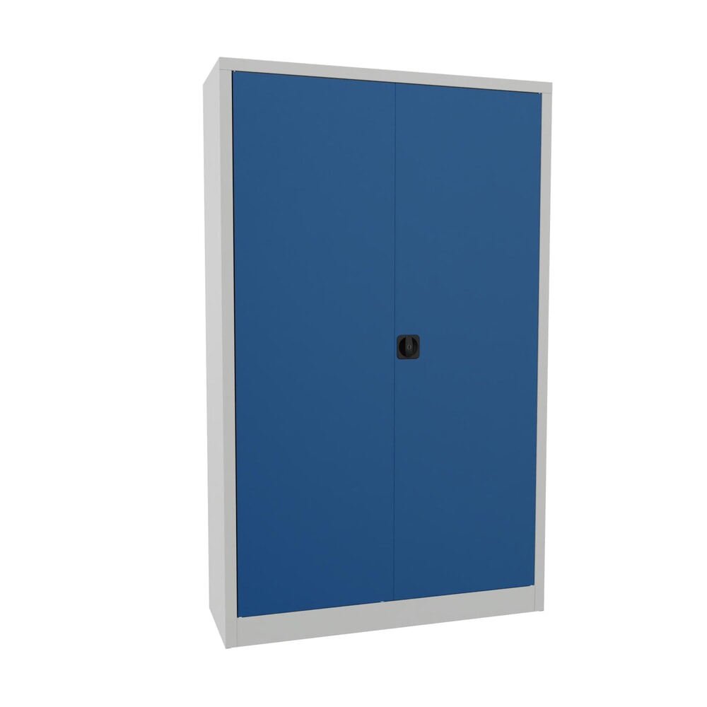 PAVOY Grossraum-Flügeltürschrank, 4 Fachböden, HxBxT 1.950 x 1.200 x 400 mm, enzianblau, lichtgrau