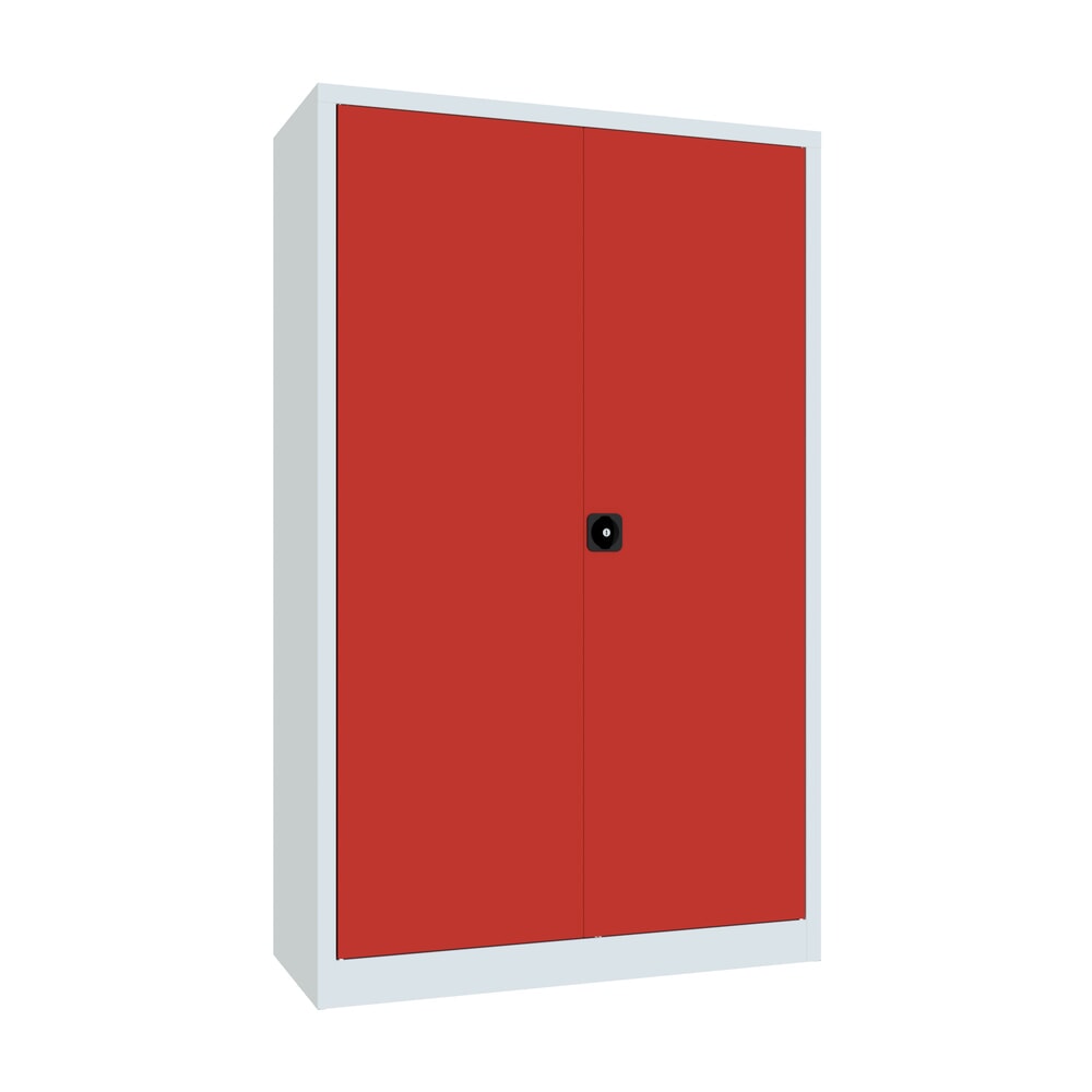 PAVOY Grossraum-Flügeltürschrank, 4 Fachböden, HxBxT 1.950 x 1.200 x 500 mm, feuerrot, lichtgrau