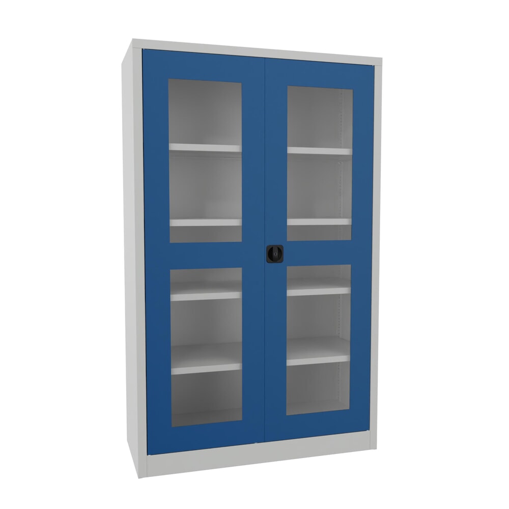 PAVOY Flügeltürschrank mit Sichtfenstern, HxBxT 1.950 x 1.200 x 500 mm, lichtblau, lichtgrau