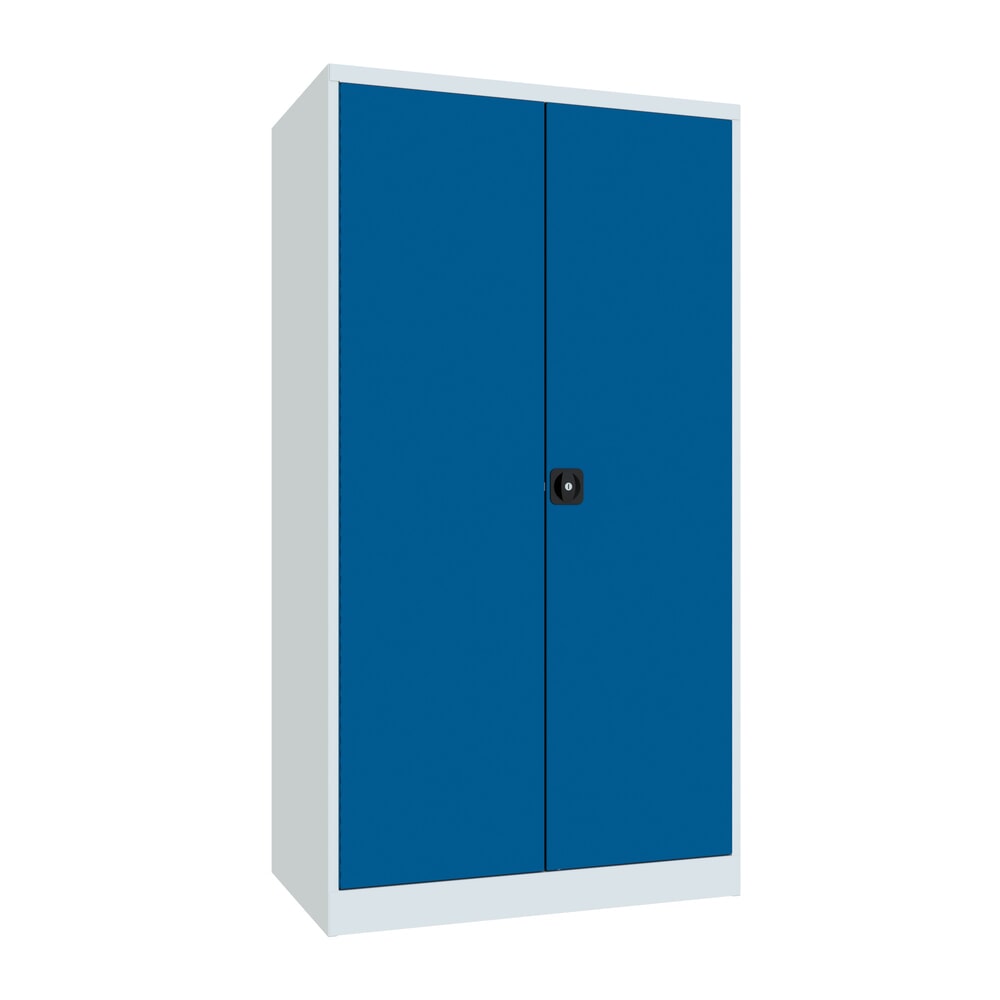 PAVOY Schwerlastschrank Premium mit Mittelwand, 8 Fachböden, enzianblau, lichtgrau