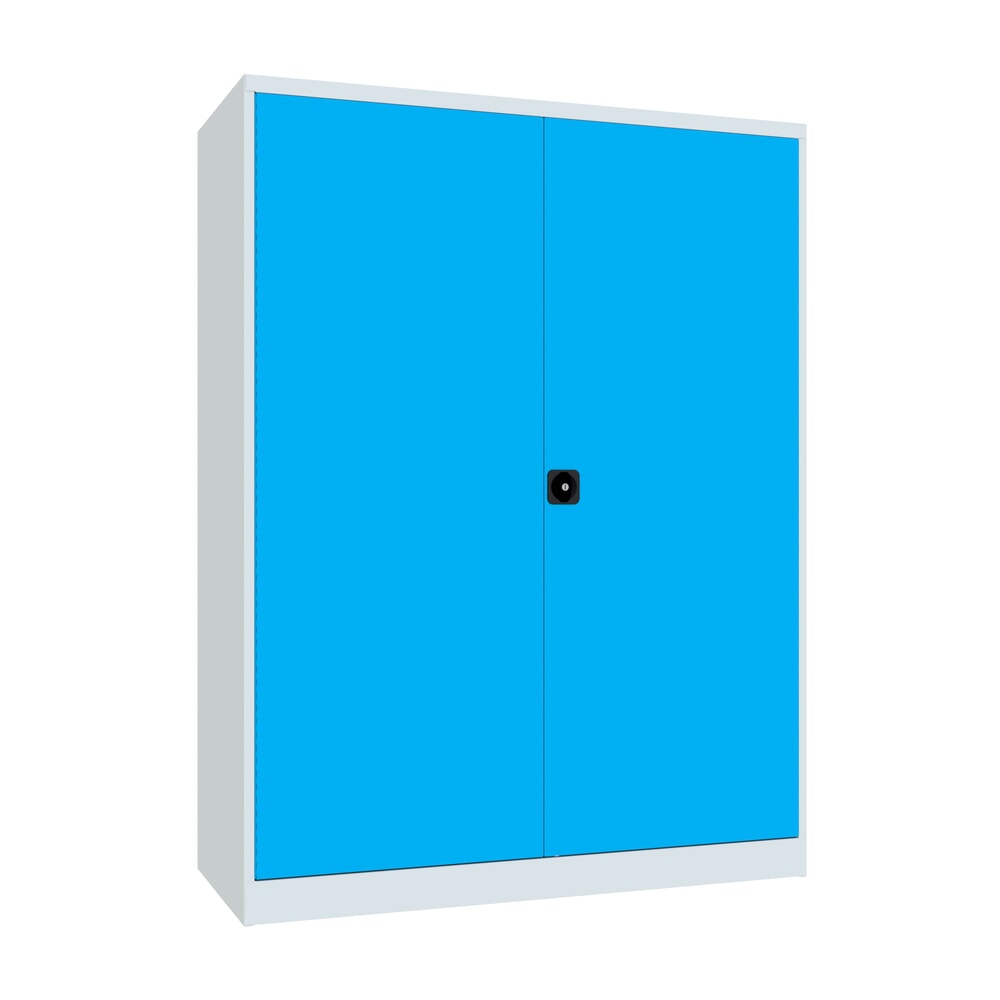 PAVOY Industrie-Schwerlastschrank Premium mit Mittelwand, 8 Fachböden, HxBxT 1.950 x 1.470 x 630 mm, lichtblau, lichtgrau