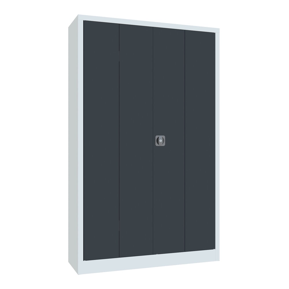 PAVOY Falttürenschrank mit 4 Fachböden, HxBxT 1.950 x 1.200 x 400 mm, anthrazitgrau, lichtgrau
