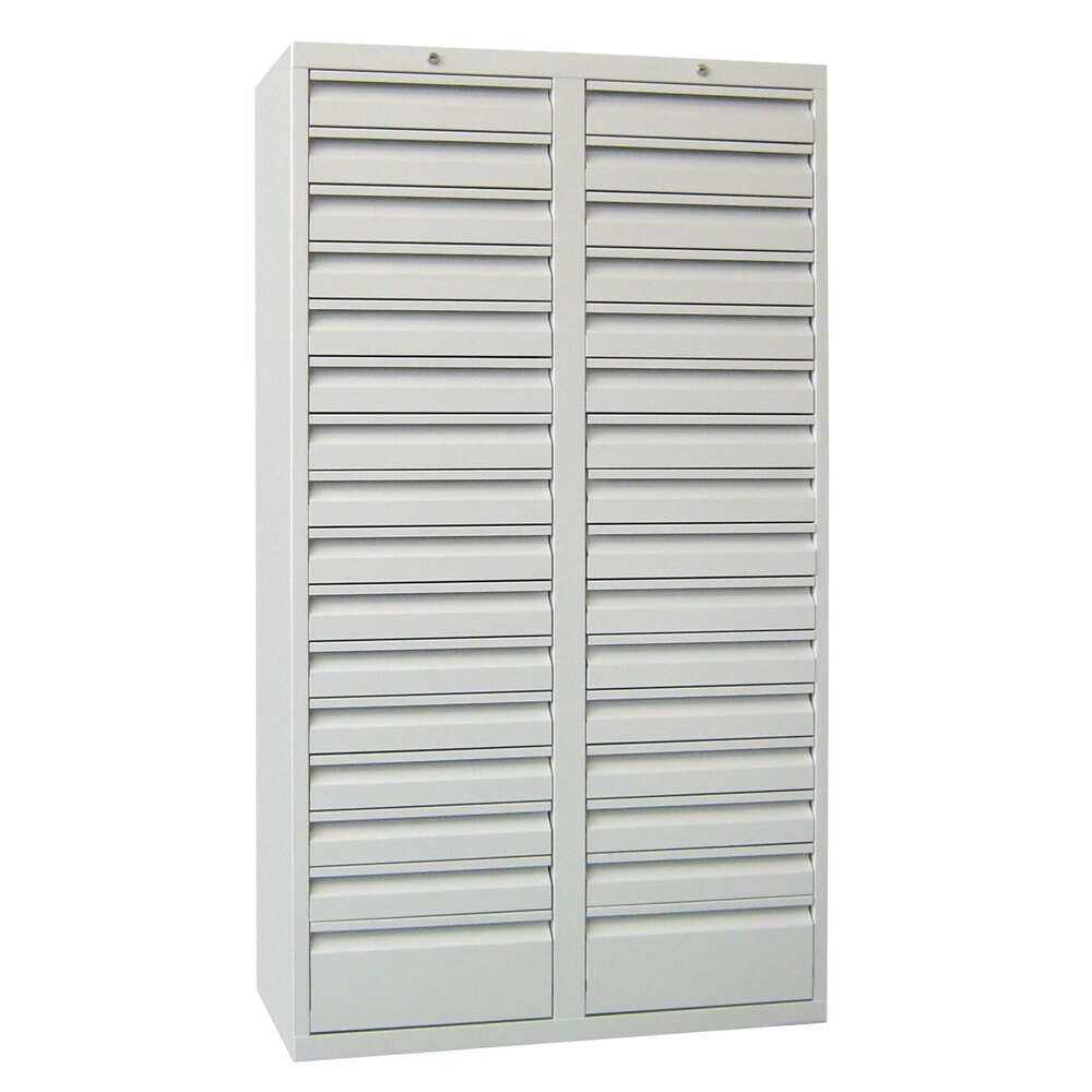PAVOY Leichter Schubladenschrank, Gleitführung, Schubladen 30x100 + 2x200 mm, Breite 1.000 mm, lichtgrau, lichtgrau