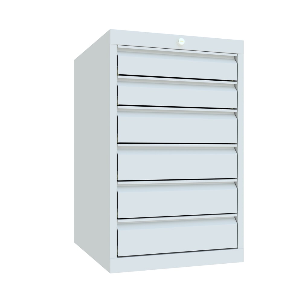 PAVOY Schubladenschrank, Höhe 800 mm, Schubladen 2x100 + 4x125 mm, Breite 500 mm, lichtgrau, lichtgrau