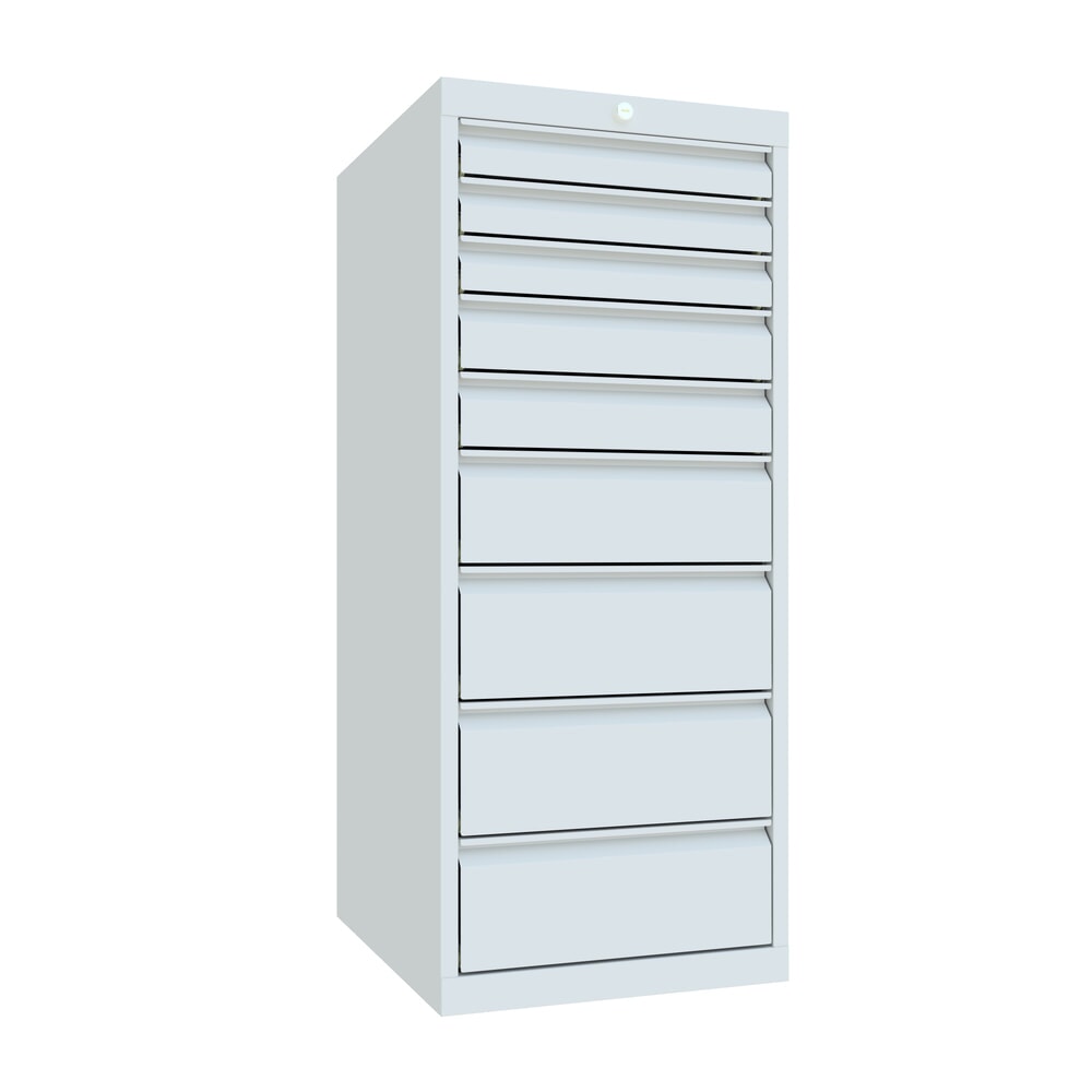 PAVOY Schubladenschrank, Höhe 1.200 mm, Schubladen 3x75 + 2x100 + 1x150 + 3x175 mm, Breite 500 mm, lichtgrau, lichtgrau