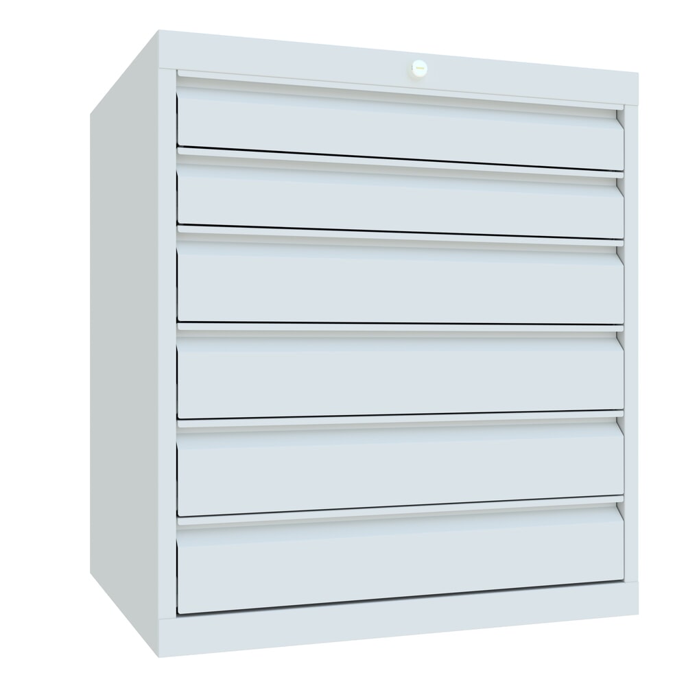 PAVOY Schubladenschrank, Höhe 800 mm, Schubladen 2x100 + 4x125 mm, Breite 715 mm, lichtgrau, lichtgrau