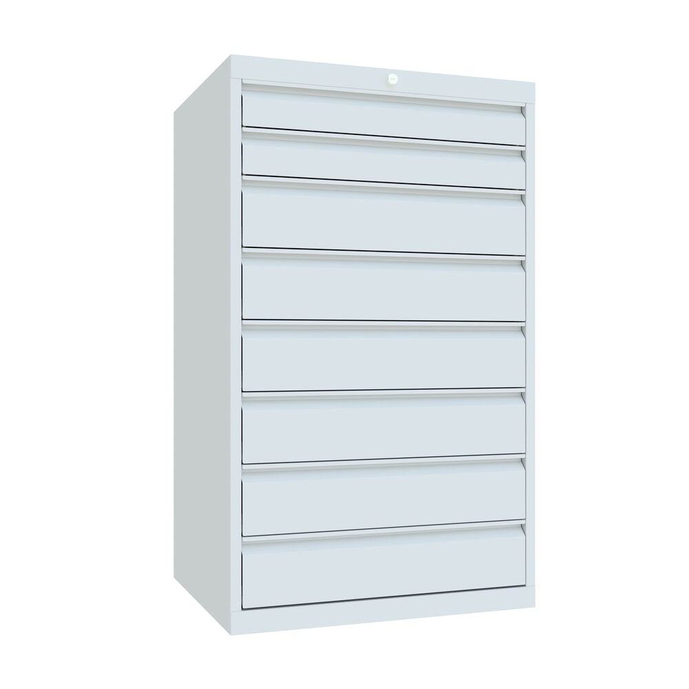 PAVOY Schubladenschrank, Höhe 1.200 mm, Schubladen 2x100 + 6x150 mm, Breite 715 mm, lichtgrau, lichtgrau
