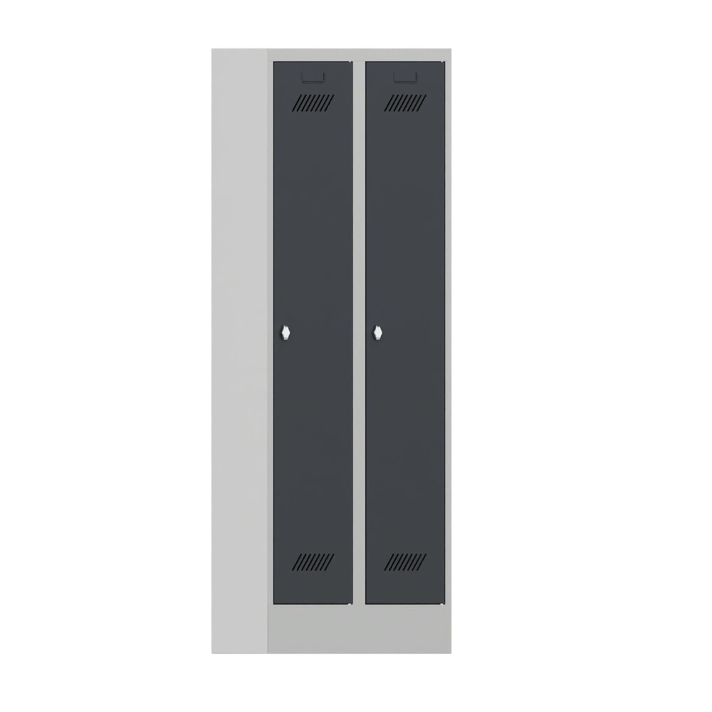 PAVOY Kleiderspind mit Sockel + Drehriegelverschluss, 2 Abteile, HxBxT 1.850 x 600 x 500 mm, anthrazitgrau, lichtgrau