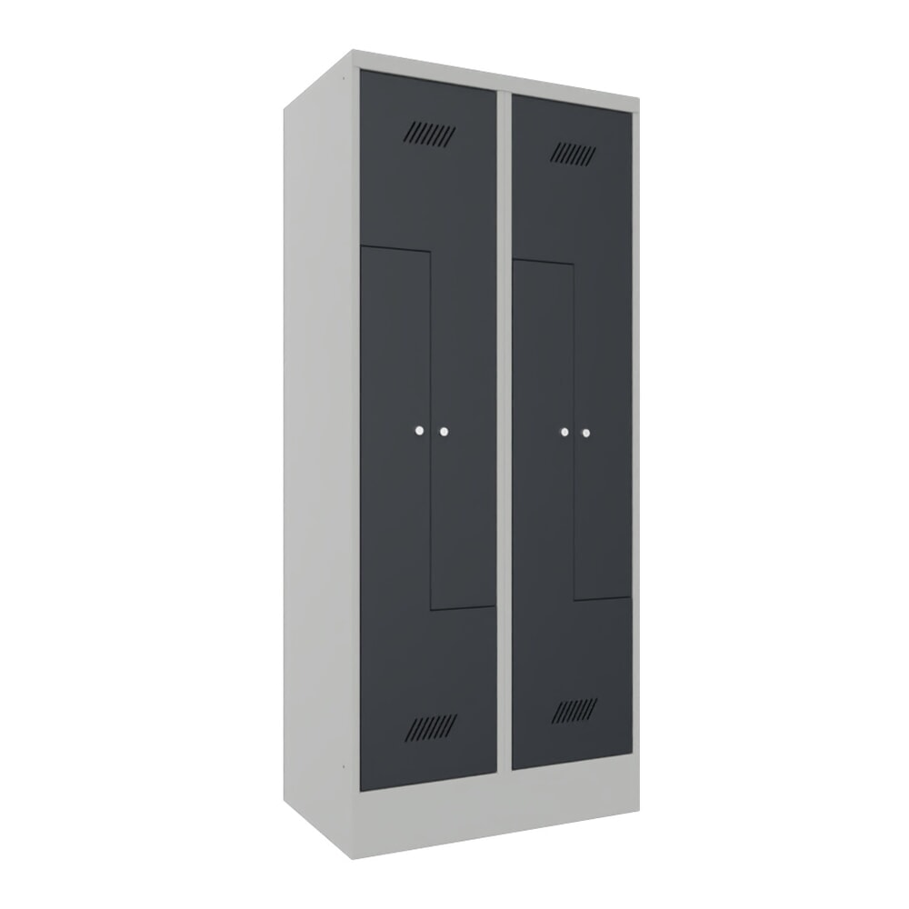 PAVOY Z-Spind, 4 Abteile, HxBxT 1.850 x 800 x 500 mm, anthrazitgrau, lichtgrau