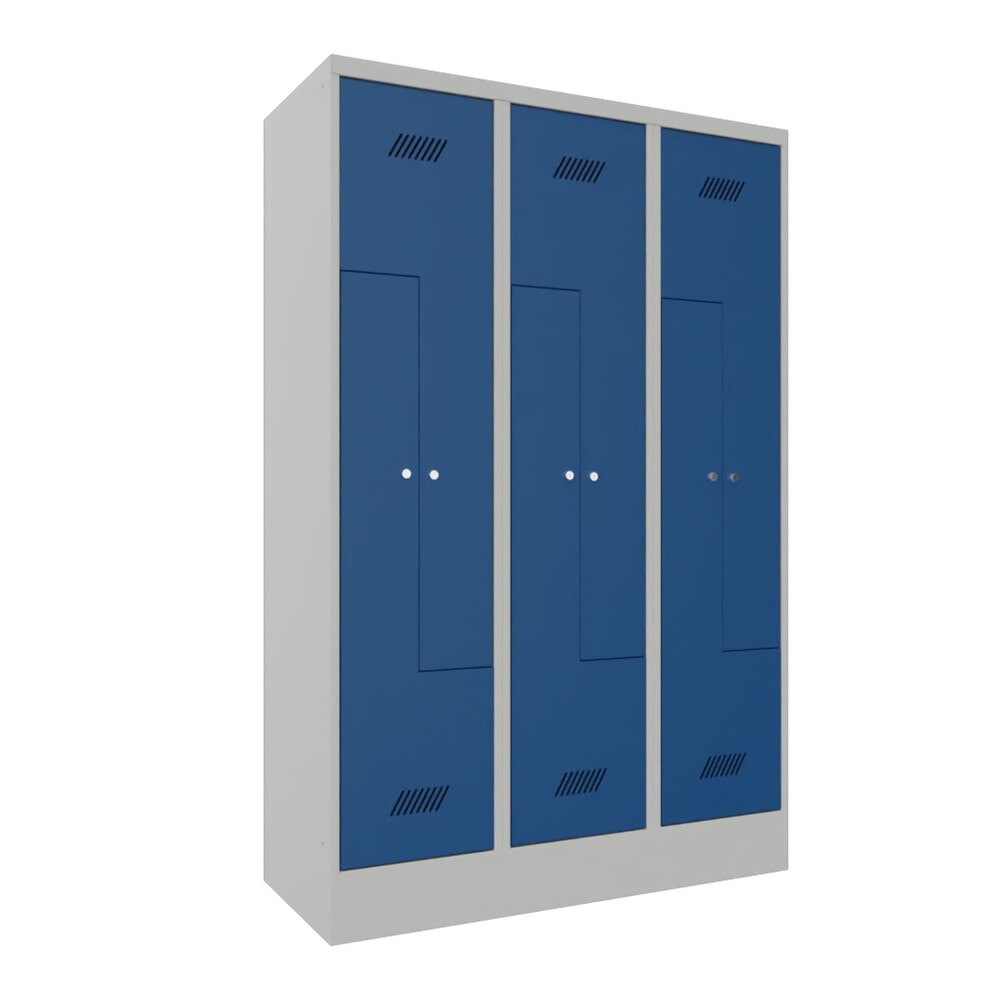 PAVOY Z-Spind, 6 Abteile, HxBxT 1.850 x 1.200 x 500 mm, enzianblau, lichtgrau