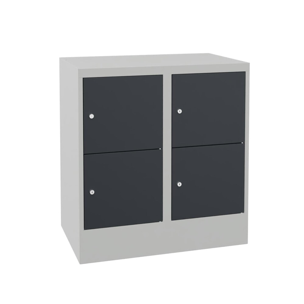 PAVOY Schliessfachschrank mit Zylinderschloss, 2 x 2 Fächer, HxBxT 855 x 800 x 500 mm, anthrazitgrau, lichtgrau