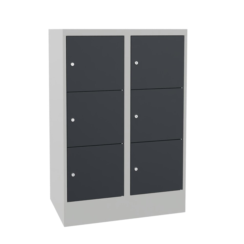 PAVOY Schliessfachschrank mit Zylinderschloss, 2 x 3 Fächer, HxBxT 1.187 x 800 x 500 mm, anthrazitgrau, lichtgrau