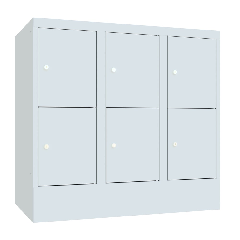 PAVOY Schließfachschrank mit Zylinderschloss, 3 x 2 Fächer, HxBxT 855 x 900 x 500 mm, lichtgrau, lichtgrau