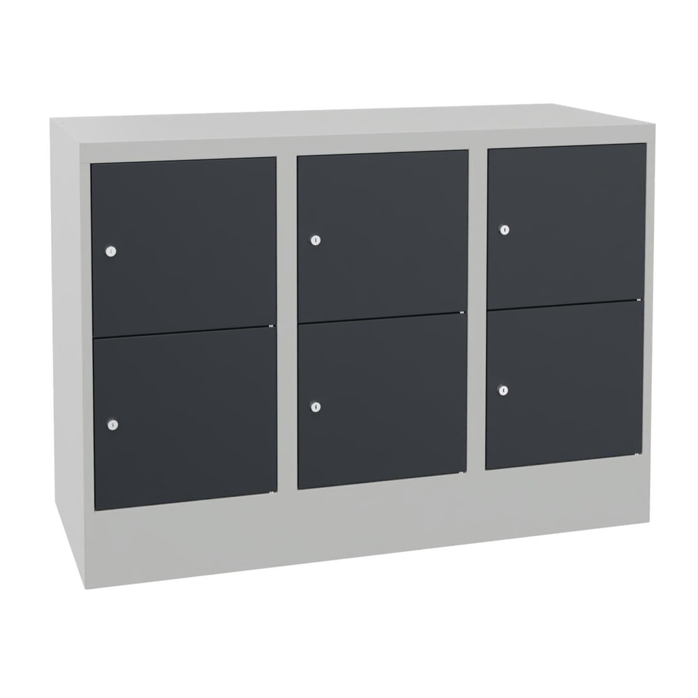PAVOY Schliessfachschrank mit Zylinderschloss, 3 x 2 Fächer, HxBxT 855 x 1.200 x 500 mm, anthrazitgrau, lichtgrau