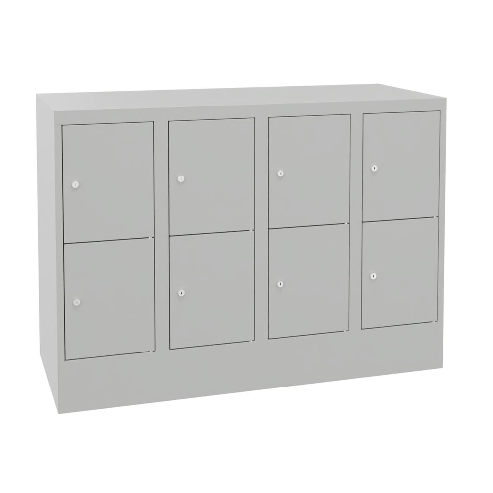 PAVOY Schließfachschrank mit Zylinderschloss, 4 x 2 Fächer, HxBxT 855 x 1.200 x 500 mm, lichtgrau, lichtgrau
