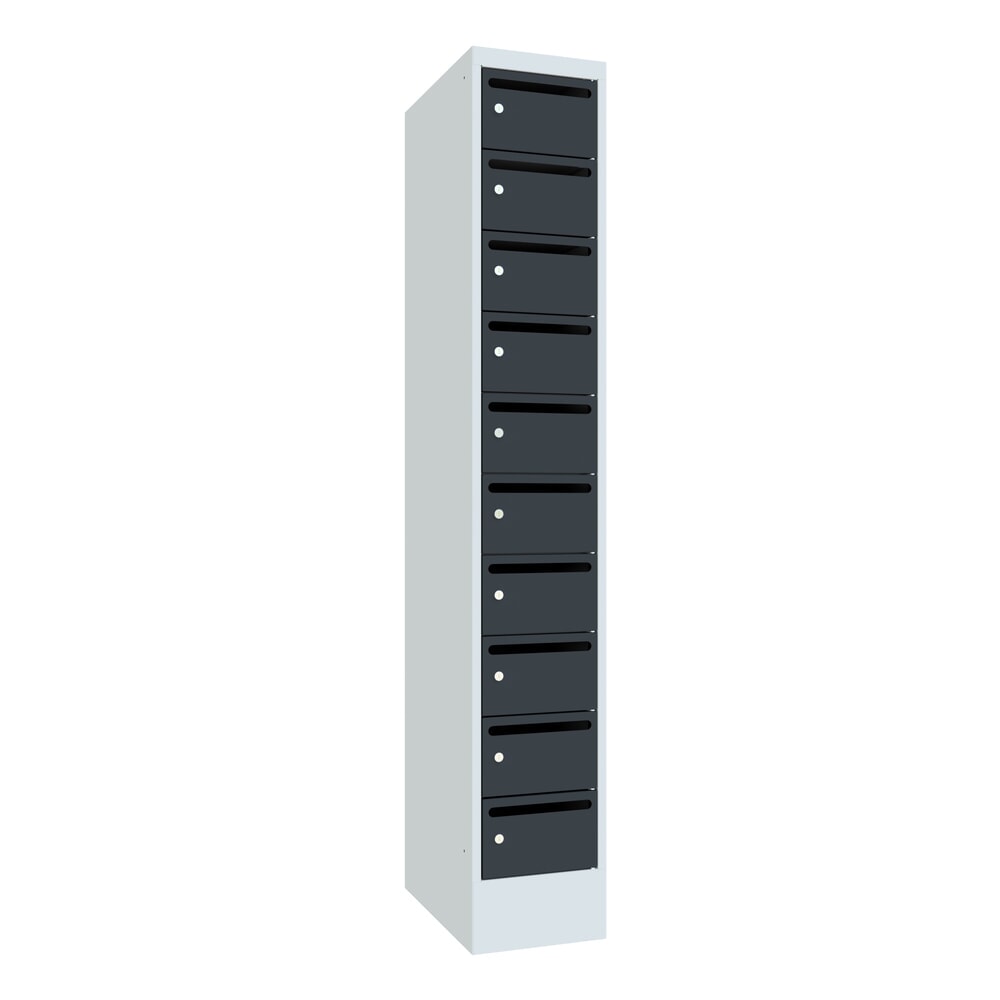 PAVOY Postverteilschrank, 1x 10 Fächer, HxBxT 1.850 x 300 x 500 mm, anthrazitgrau, lichtgrau