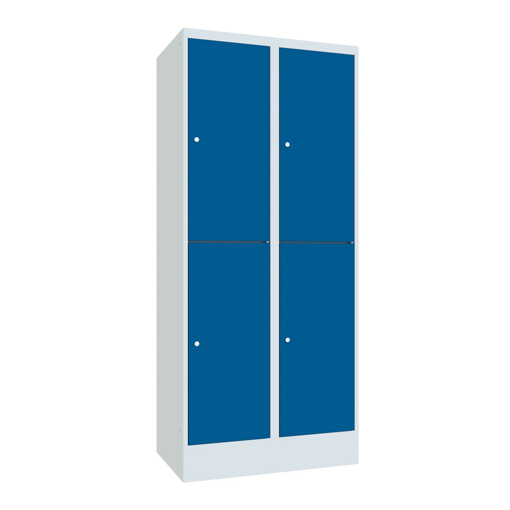 PAVOY Schliessfachschrank, 2 x 2 Fächer, HxBxT 1.850 x 800 x 500 mm, enzianblau, lichtgrau