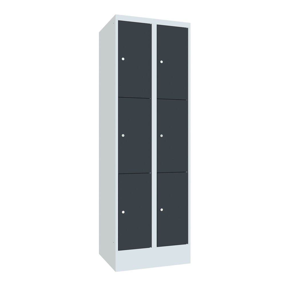 PAVOY Schliessfachschrank, 2 x 3 Fächer, HxBxT 1.850 x 600 x 500 mm, anthrazitgrau, lichtgrau