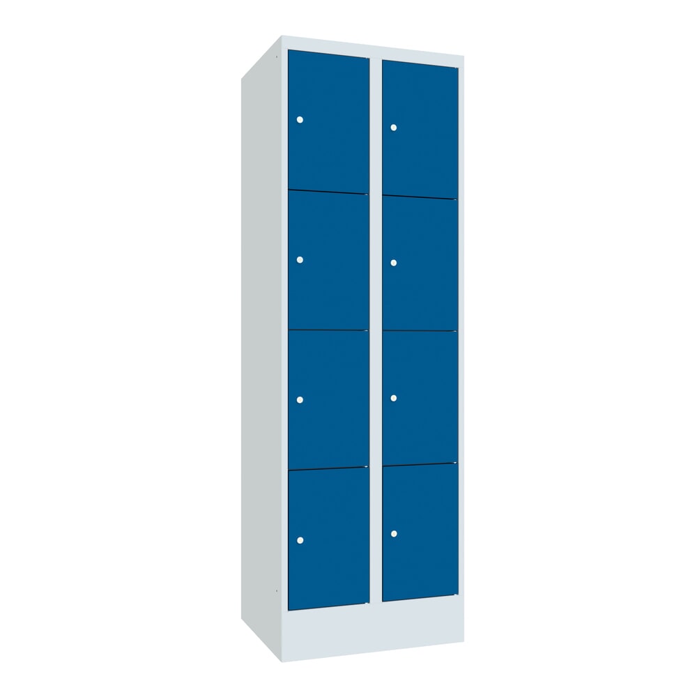 PAVOY Schliessfachschrank, 2 x 4 Fächer, HxBxT 1.850 x 600 x 500 mm, enzianblau, lichtgrau