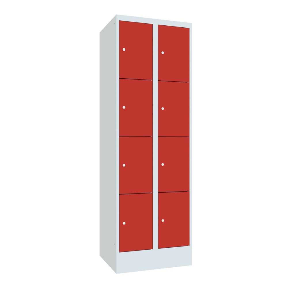 PAVOY Schliessfachschrank, 2 x 4 Fächer, HxBxT 1.850 x 600 x 500 mm, feuerrot, lichtgrau