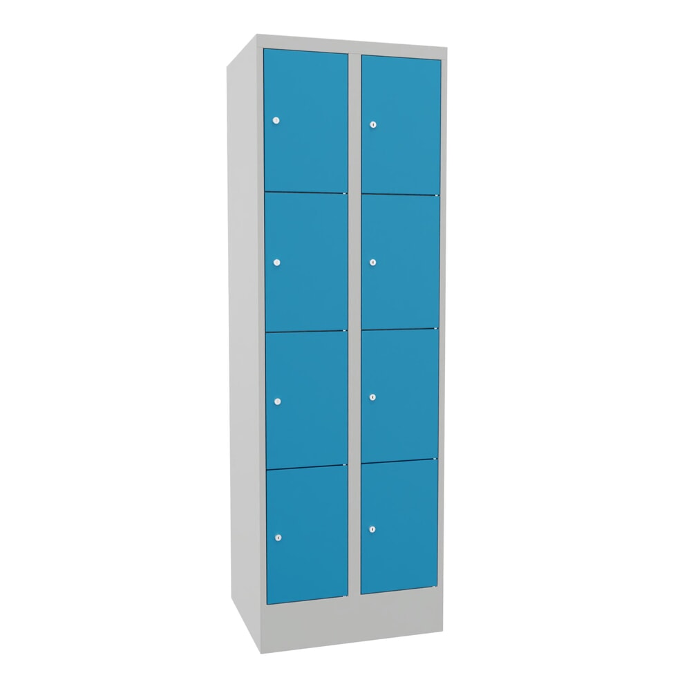 PAVOY Schliessfachschrank, 2 x 4 Fächer, HxBxT 1.850 x 600 x 500 mm, lichtblau, lichtgrau