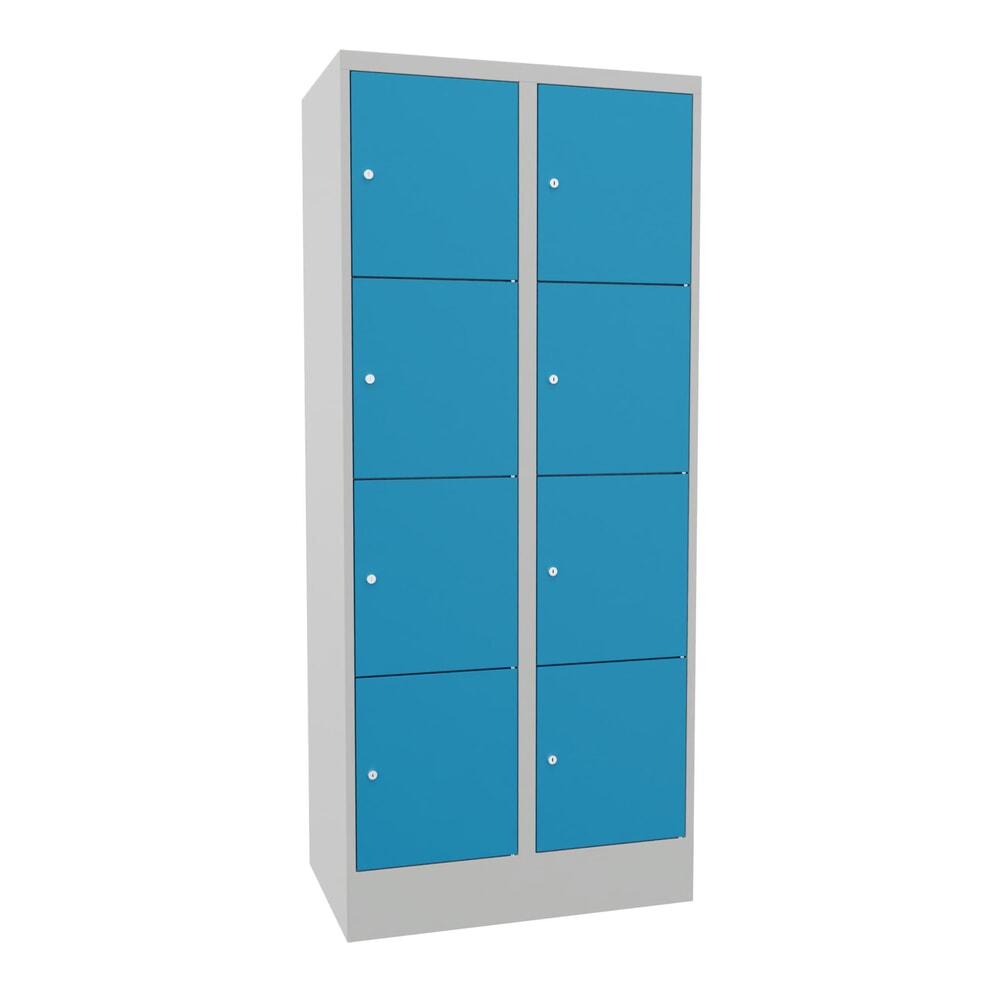 PAVOY Schliessfachschrank, 2 x 4 Fächer, HxBxT 1.850 x 800 x 500 mm, lichtblau, lichtgrau