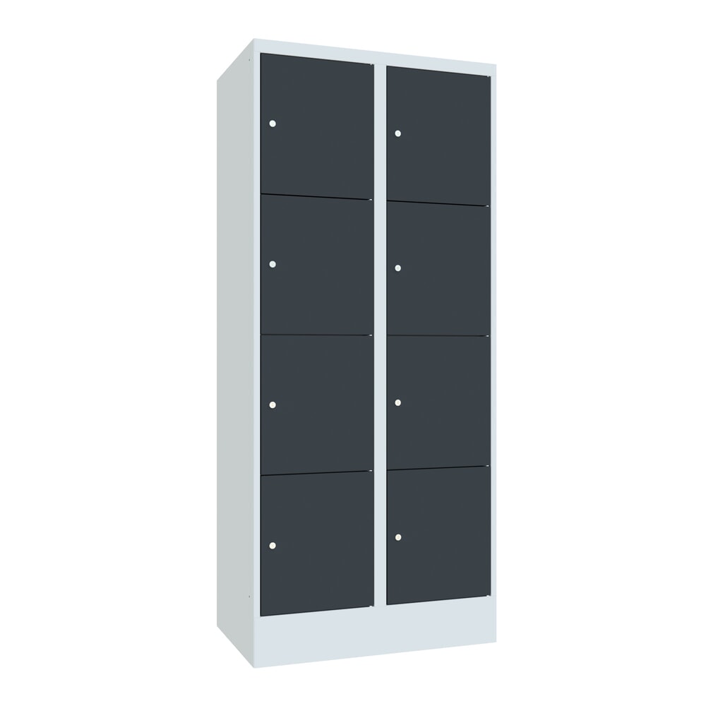 PAVOY Schliessfachschrank, 2 x 4 Fächer, HxBxT 1.850 x 800 x 500 mm, anthrazitgrau, lichtgrau