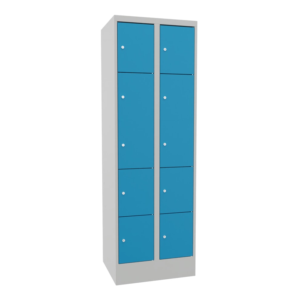 PAVOY Schliessfachschrank, 2 x 5 Fächer, HxBxT 1.850 x 600 x 500 mm, lichtblau, lichtgrau