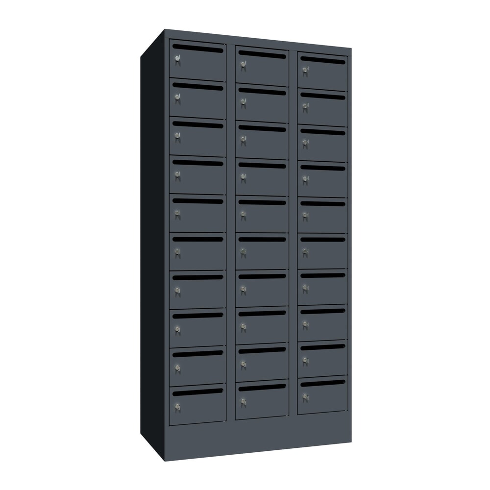 PAVOY Postverteilschrank, 3x 10 Fächer, HxBxT 1.850 x 900 x 500 mm, anthrazitgrau, anthrazitgrau