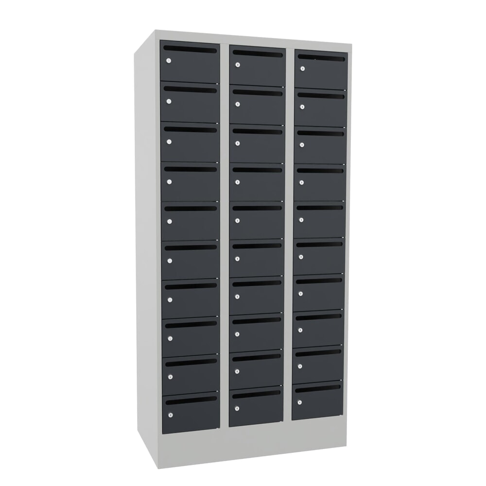 PAVOY Postverteilschrank, 3x 10 Fächer, HxBxT 1.850 x 900 x 500 mm, anthrazitgrau, lichtgrau