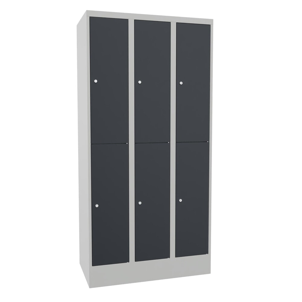 PAVOY Schliessfachschrank, 3 x 2 Fächer, HxBxT 1.850 x 900 x 500 mm, anthrazitgrau, lichtgrau