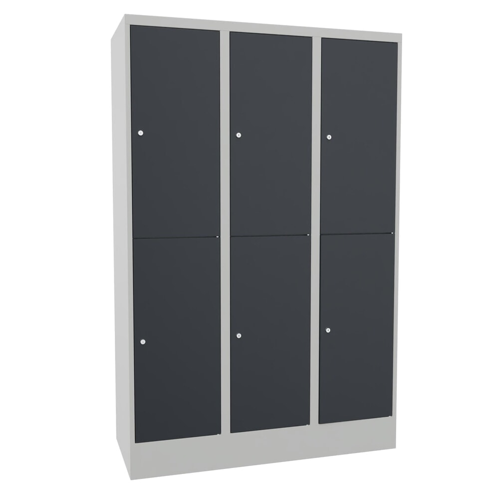 PAVOY Schliessfachschrank, 3 x 2 Fächer, HxBxT 1.850 x 1.200 x 500 mm, anthrazitgrau, lichtgrau