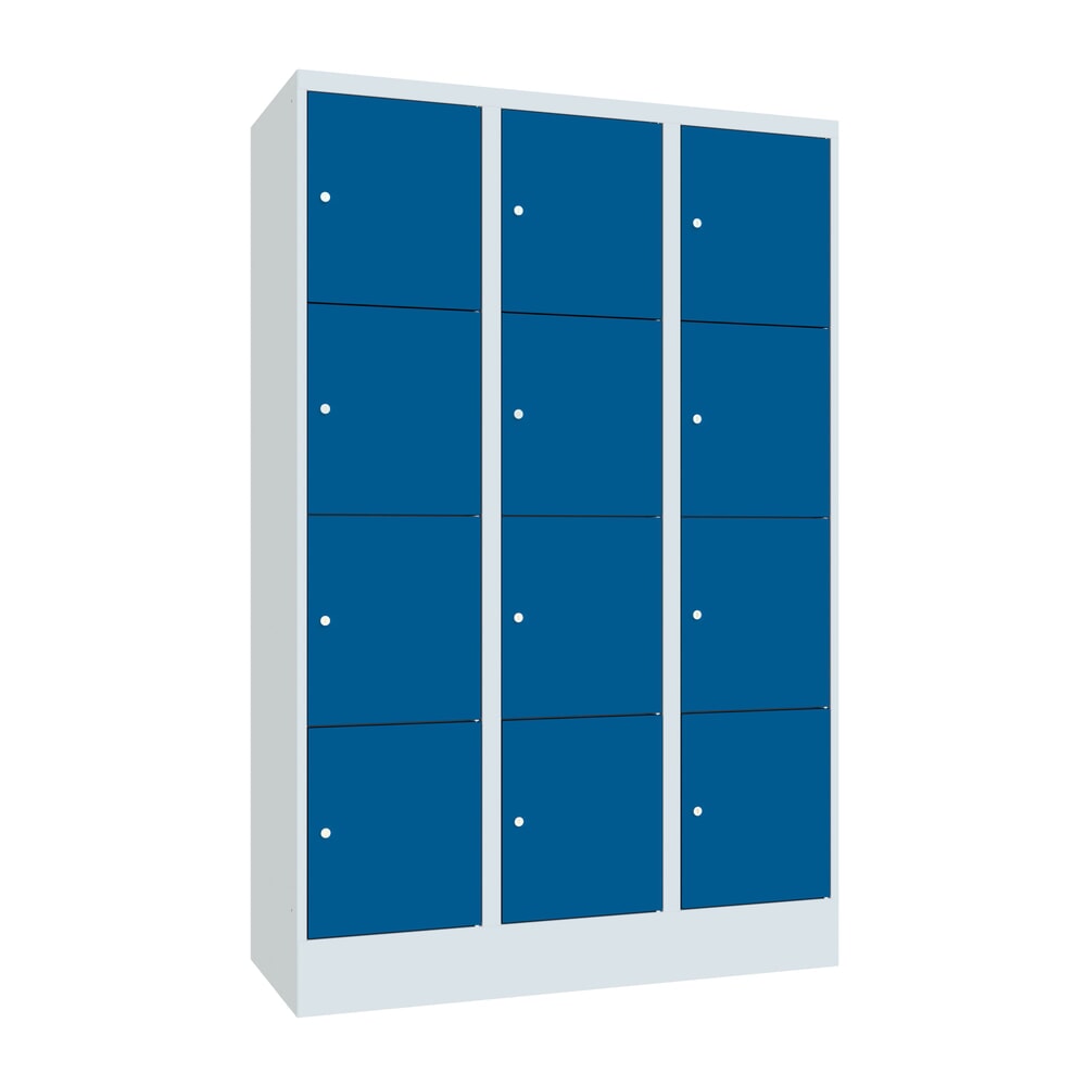 PAVOY Schliessfachschrank, 3 x 4 Fächer, HxBxT 1.850 x 1.200 x 500 mm, enzianblau, lichtgrau