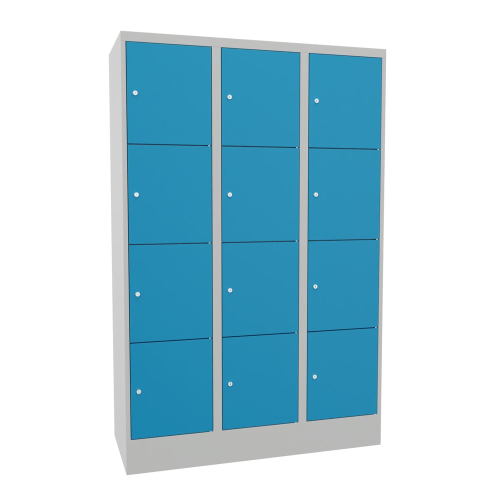PAVOY Schliessfachschrank, 3 x 4 Fächer, HxBxT 1.850 x 1.200 x 500 mm, lichtblau, lichtgrau