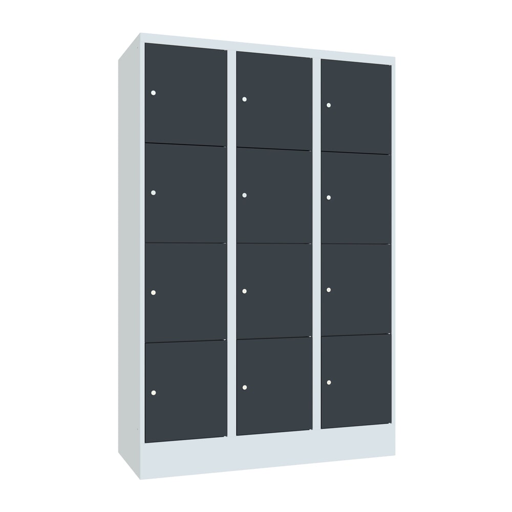 PAVOY Schliessfachschrank, 3 x 4 Fächer, HxBxT 1.850 x 1.200 x 500 mm, anthrazitgrau, lichtgrau
